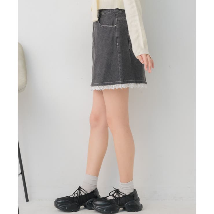 裾レースデニムミニSK | RETRO GIRL | 詳細画像8 