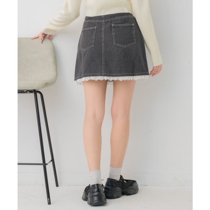 裾レースデニムミニSK | RETRO GIRL | 詳細画像9 