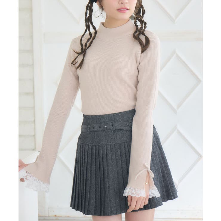 PNK0 | 袖レースハイネックNTPO | RETRO GIRL