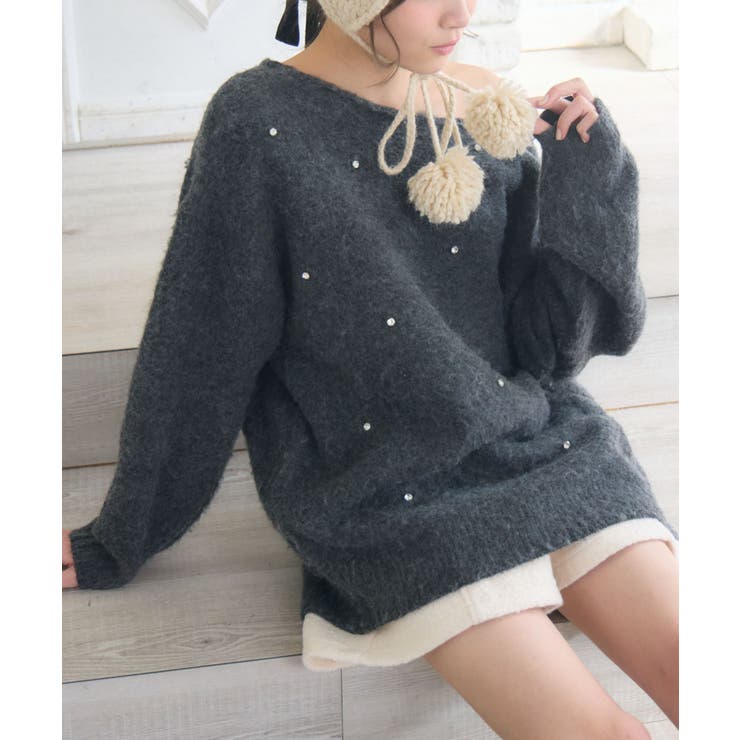 GRY2 | ビジュー付き起毛BIGNT | RETRO GIRL