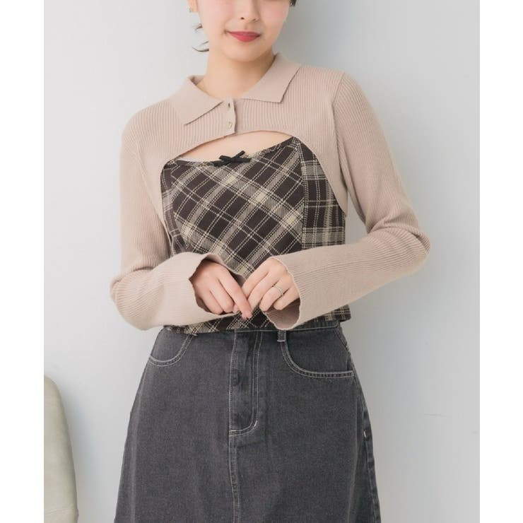 BRN0 | チェックキャミドッキングNT | RETRO GIRL