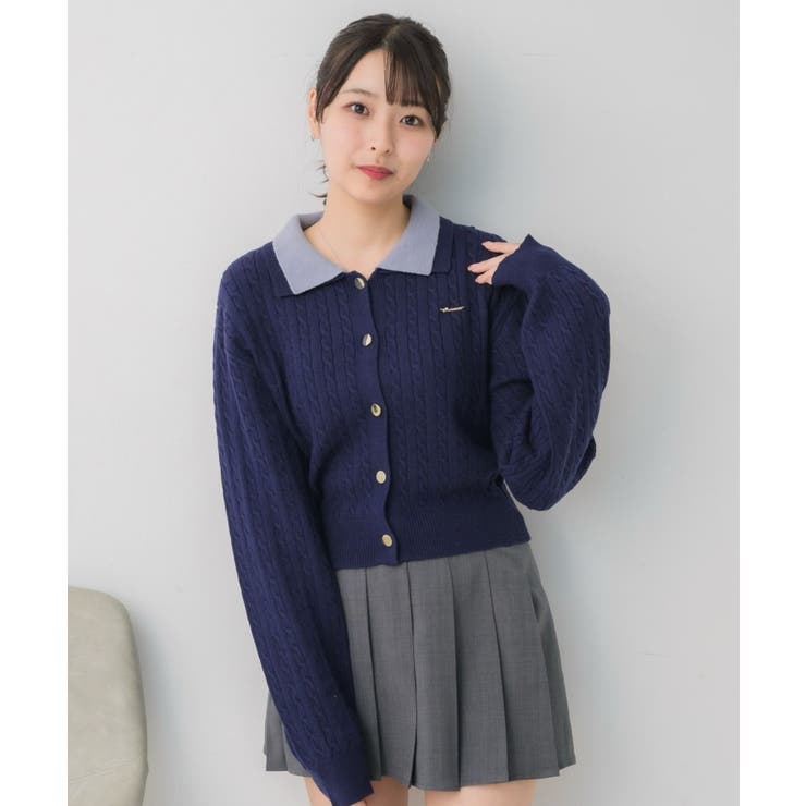 2枚襟ケーブルカーデ | RETRO GIRL | 詳細画像14 
