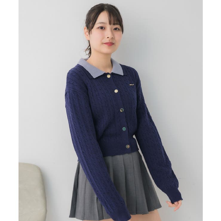 2枚襟ケーブルカーデ | RETRO GIRL | 詳細画像15 