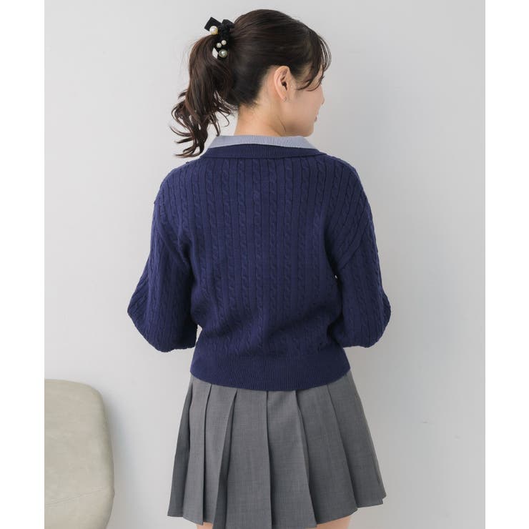 2枚襟ケーブルカーデ | RETRO GIRL | 詳細画像17 