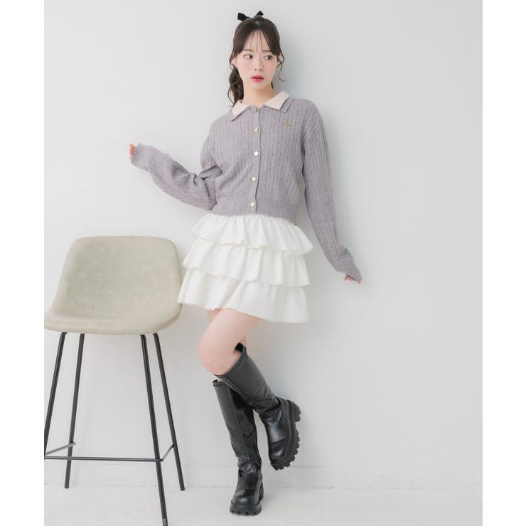 2枚襟ケーブルカーデ | RETRO GIRL | 詳細画像2 