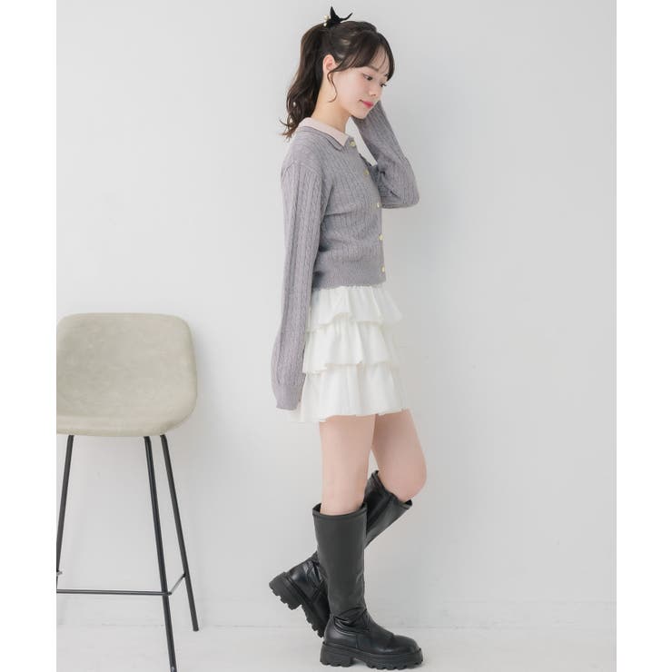 2枚襟ケーブルカーデ | RETRO GIRL | 詳細画像3 