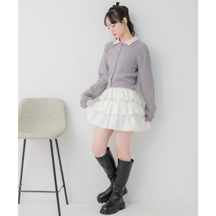 2枚襟ケーブルカーデ | RETRO GIRL | 詳細画像4 