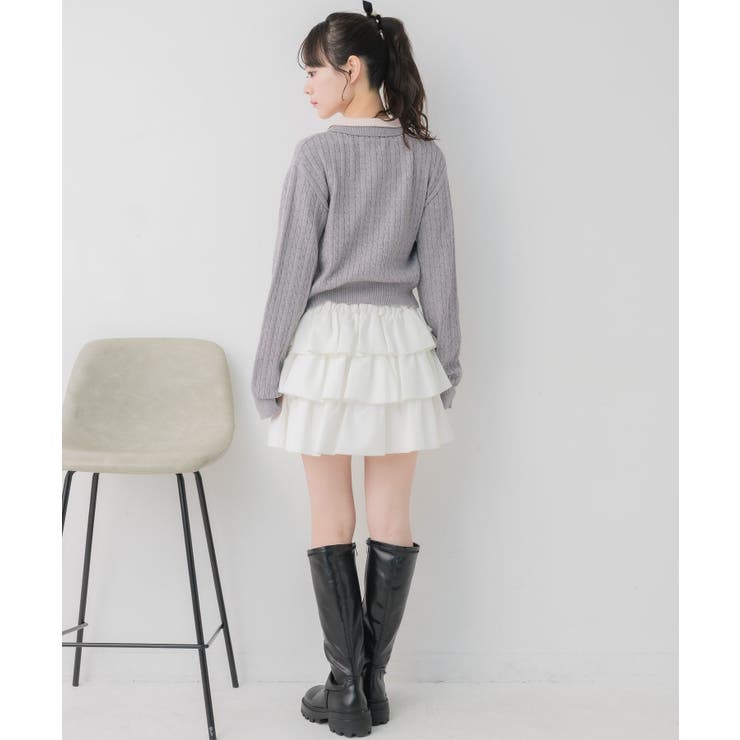 2枚襟ケーブルカーデ | RETRO GIRL | 詳細画像5 