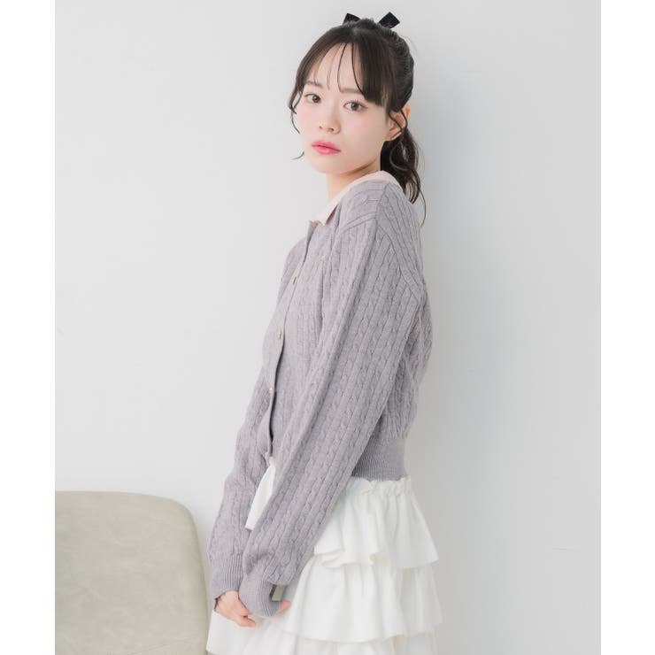 2枚襟ケーブルカーデ | RETRO GIRL | 詳細画像8 