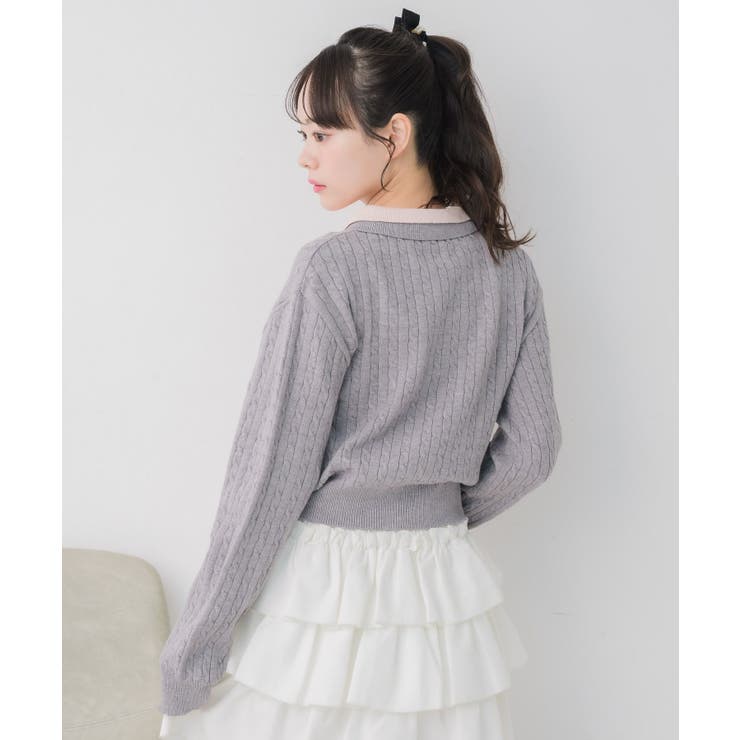 2枚襟ケーブルカーデ | RETRO GIRL | 詳細画像9 