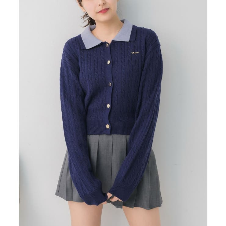 BLU2 | 2枚襟ケーブルカーデ | RETRO GIRL
