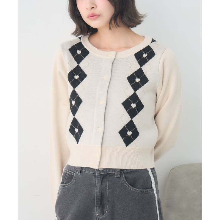 WHT4 | ハートアーガイルNTカーデ | RETRO GIRL