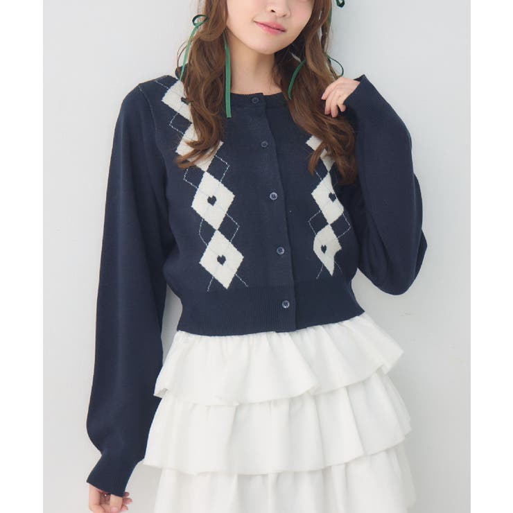 BLU2 | ハートアーガイルNTカーデ | RETRO GIRL