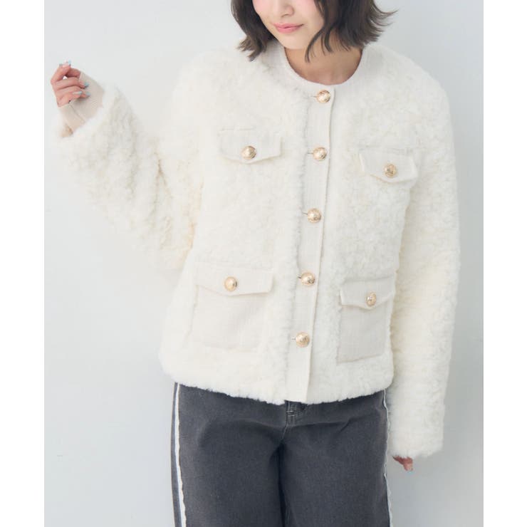 WHT4 | ツイードポケットFファーJK | RETRO GIRL