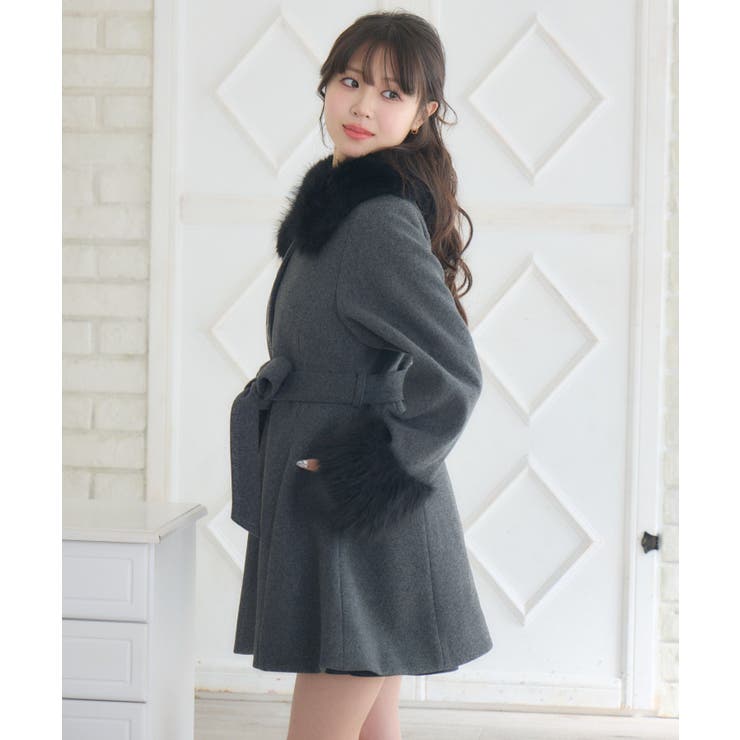 2wayファー襟付リボンコート | RETRO GIRL | 詳細画像12 