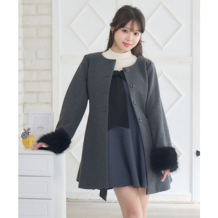 2wayファー襟付リボンコート | RETRO GIRL | 詳細画像13 