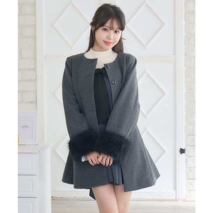 2wayファー襟付リボンコート | RETRO GIRL | 詳細画像14 