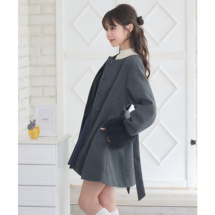 2wayファー襟付リボンコート | RETRO GIRL | 詳細画像17 