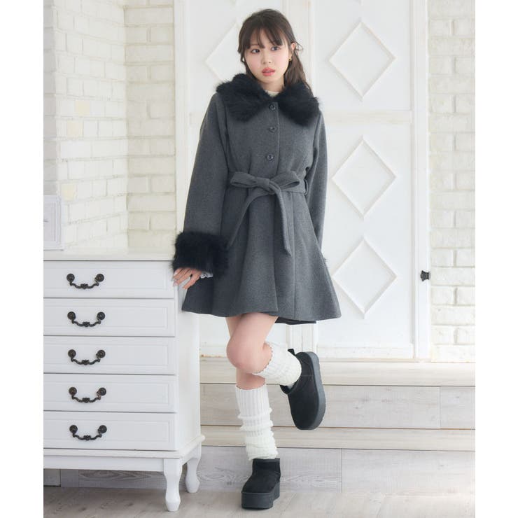 2wayファー襟付リボンコート | RETRO GIRL | 詳細画像5 