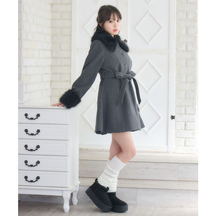 2wayファー襟付リボンコート | RETRO GIRL | 詳細画像6 