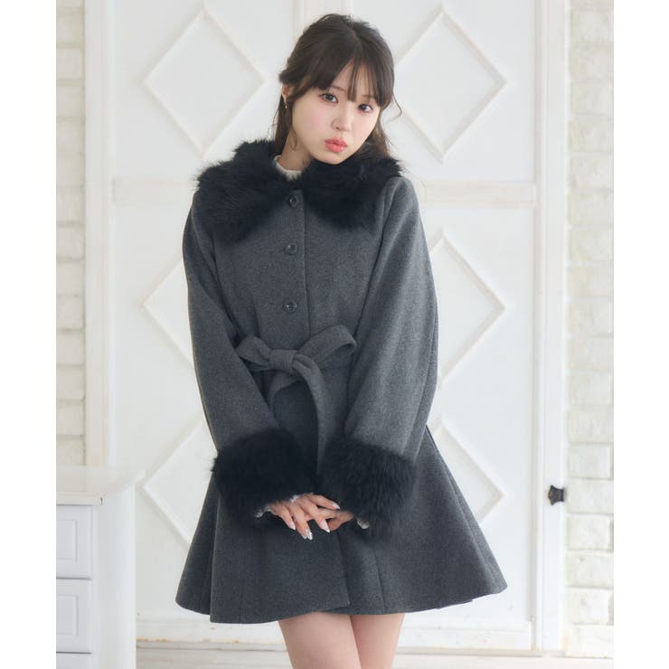 2wayファー襟付リボンコート | RETRO GIRL | 詳細画像9 