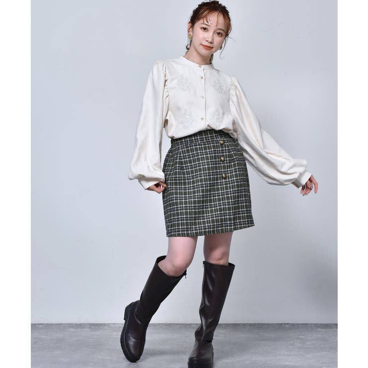 【50％OFF】 □Emsexcite□ 柄チェックラップミニSK[品番：RTGW0004956 スカート