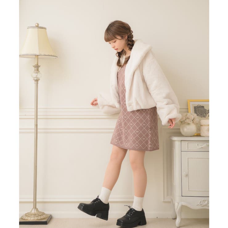 フェイクファーショートJK[品番：RTGW0006126]｜RETRO  GIRL（レトロガール）のレディースファッション通販｜SHOPLIST（ショップリスト）