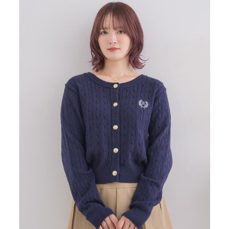 ケーブルNTカーデ Emsexcite ケーブルニットカーディガン[品番