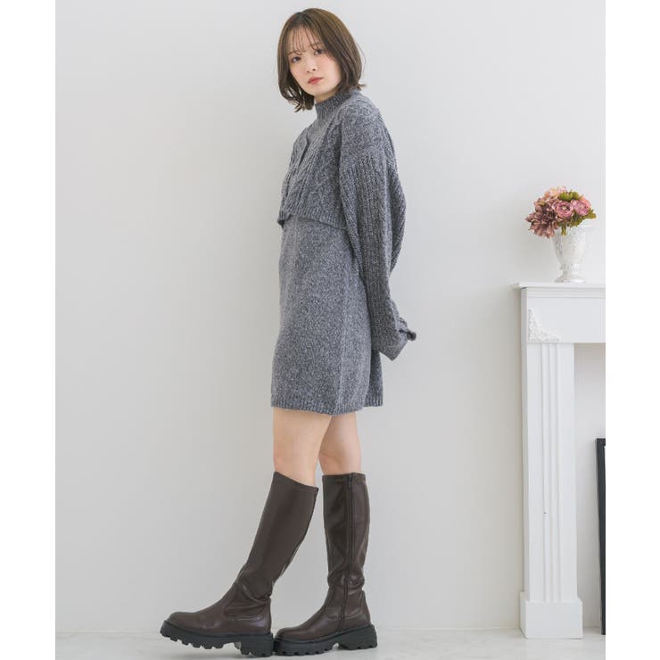 ケーブルチュニックNTSET Emsexcite ニットワンピース＆カーディガン | RETRO GIRL | 詳細画像27 