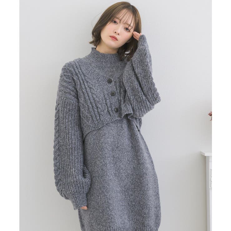 ケーブルチュニックNTSET Emsexcite ニットワンピース
