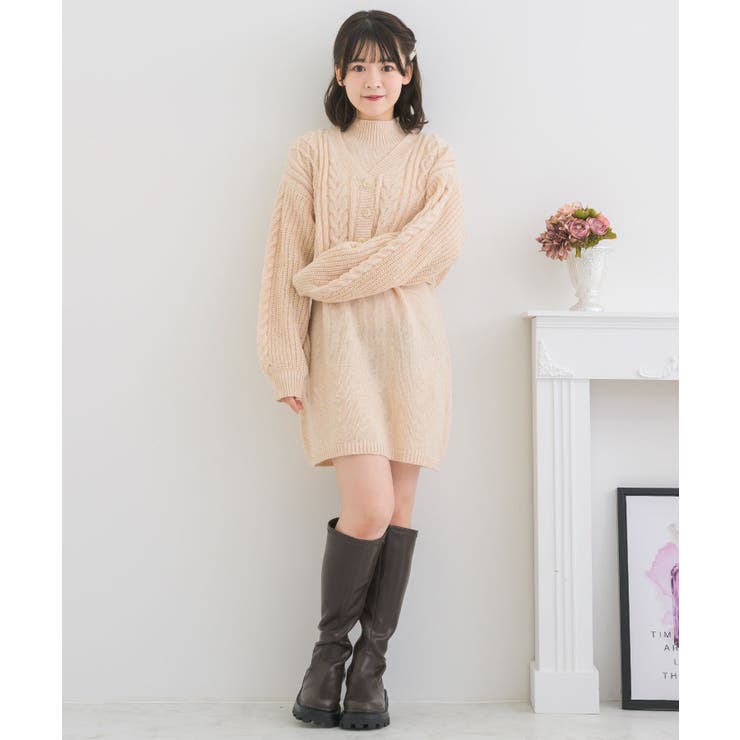 ケーブルチュニックNTSET Emsexcite ニットワンピース＆カーディガン | RETRO GIRL | 詳細画像34 