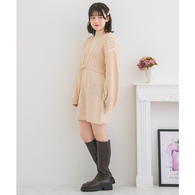 ケーブルチュニックNTSET Emsexcite ニットワンピース＆カーディガン | RETRO GIRL | 詳細画像35 