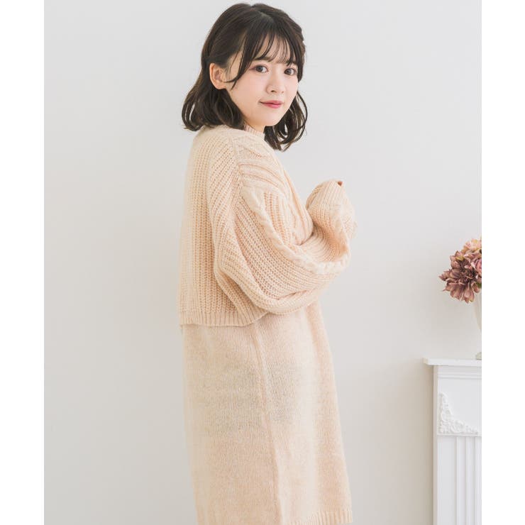 mideal ミックスカラーケーブルチュニック pink mideal ミックスカラーケーブルチュニック pink レディース