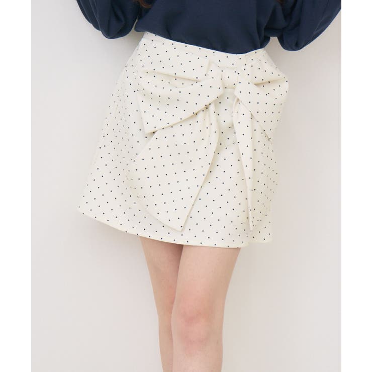 P/WHT | リボンモチーフミニSK | RETRO GIRL