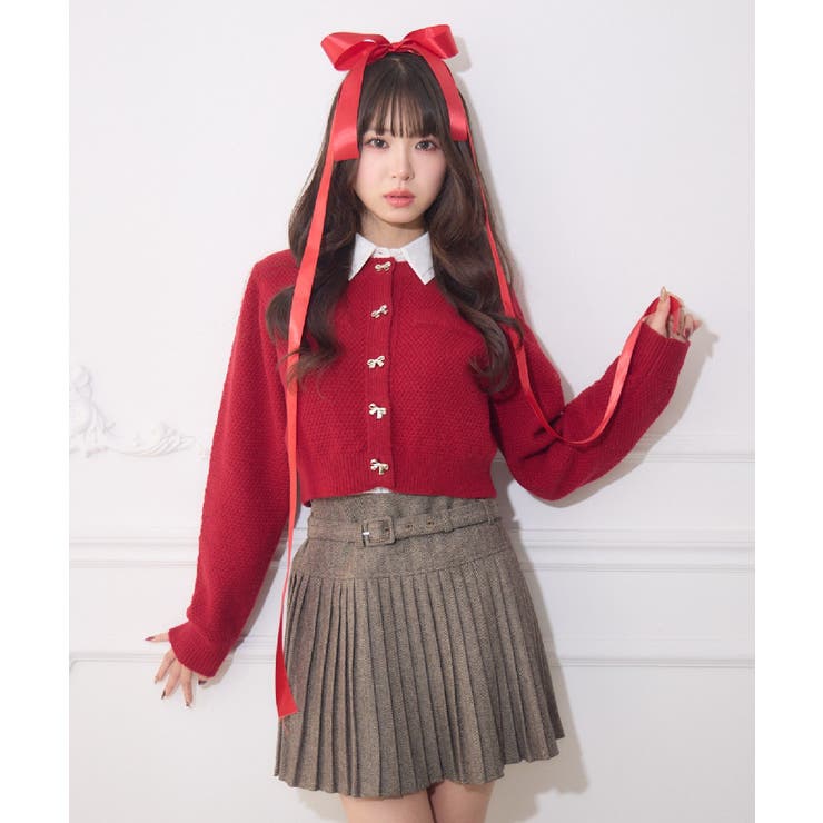 RED0 | リボン釦ヴィンテージカーデ | RETRO GIRL