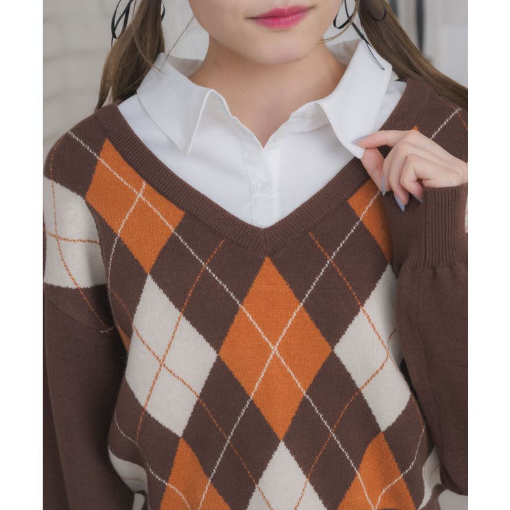 シャツ襟付きアーガイルNTPO | RETRO GIRL | 詳細画像29 