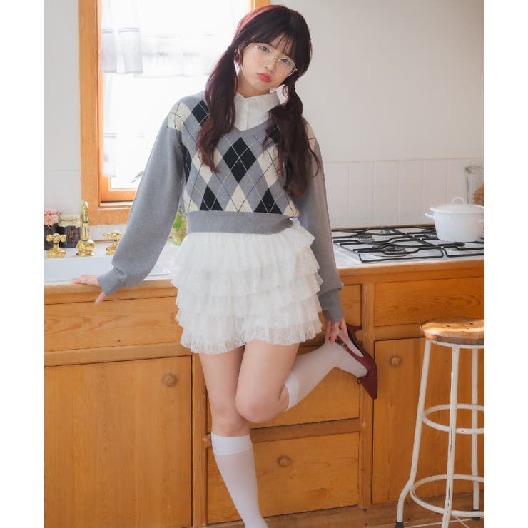 シャツ襟付きアーガイルNTPO | RETRO GIRL | 詳細画像3 