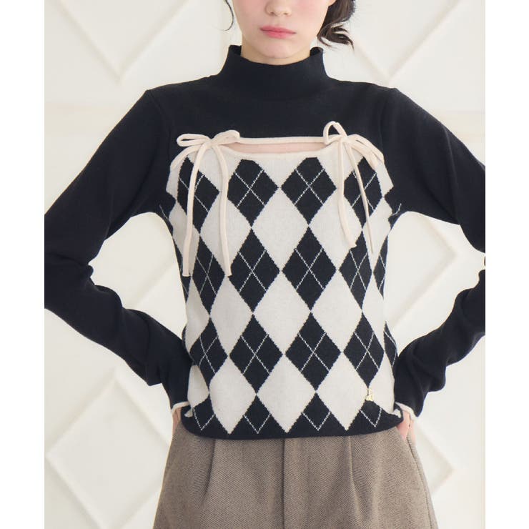 BLK1 | デコルテカットアーガイルNT | RETRO GIRL