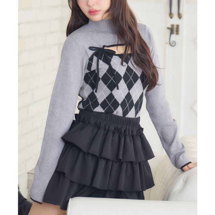 GRY1 | デコルテカットアーガイルNT | RETRO GIRL