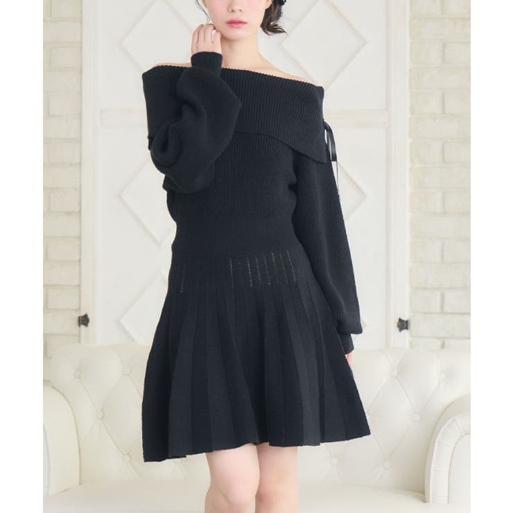 BLK1 | オフショルリボンNTOP | RETRO GIRL