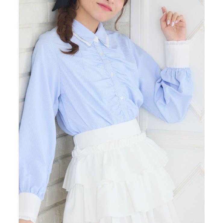 P/BLU | W襟シャーリングBL | RETRO GIRL