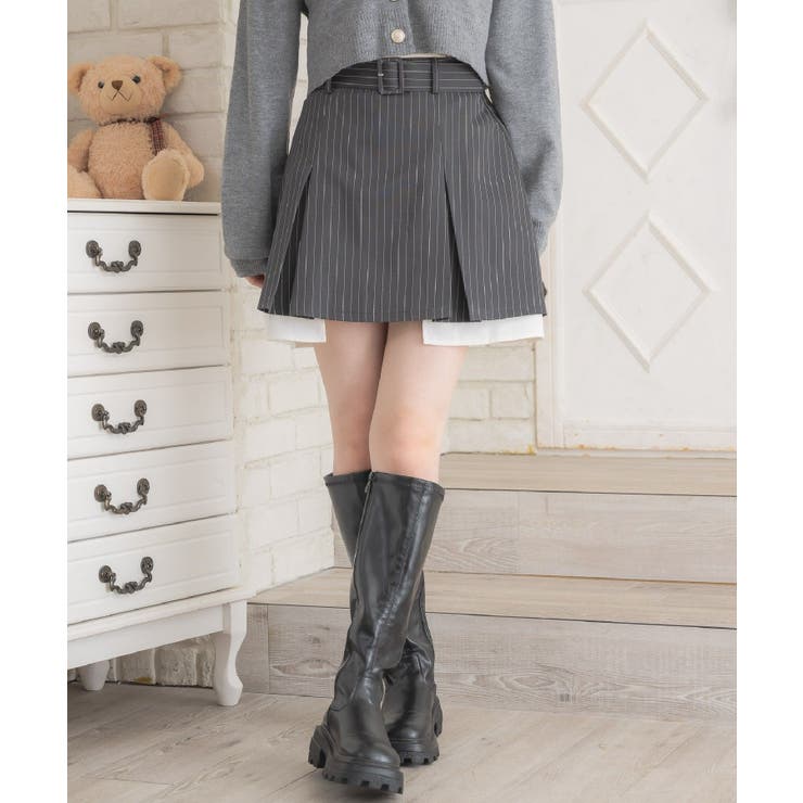 P/GRY | 裾レイヤードミニSK | RETRO GIRL