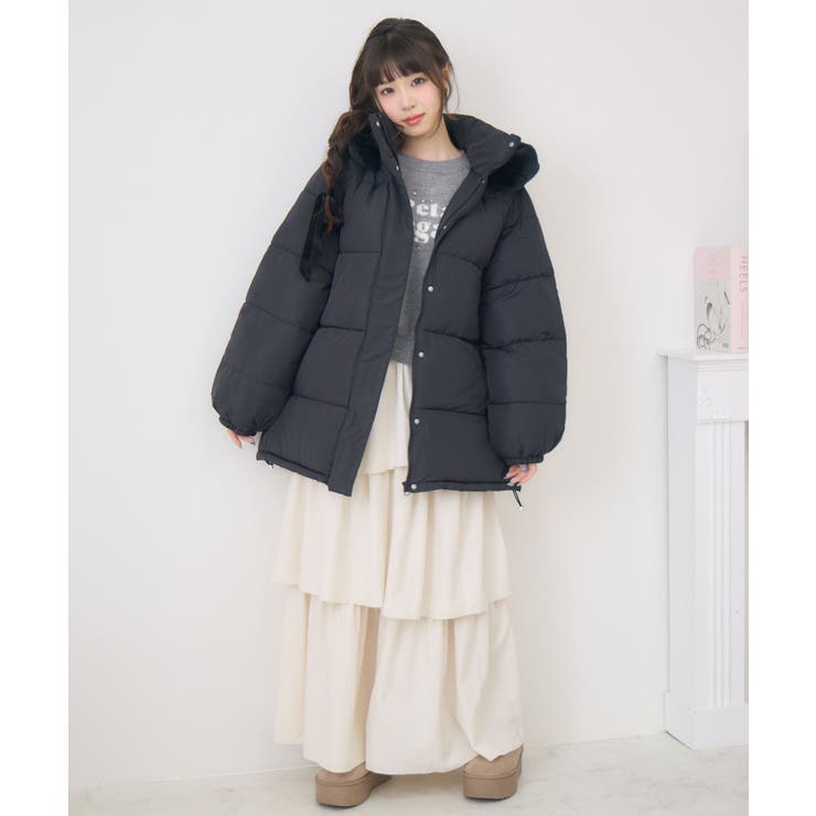 Fファーフード付中綿コート | RETRO GIRL | 詳細画像14 