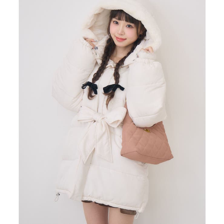 WHT4 | Fファーフード付中綿コート | RETRO GIRL
