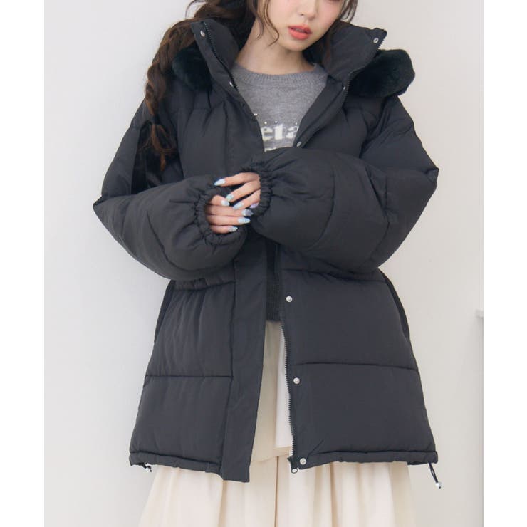 BLK1 | Fファーフード付中綿コート | RETRO GIRL