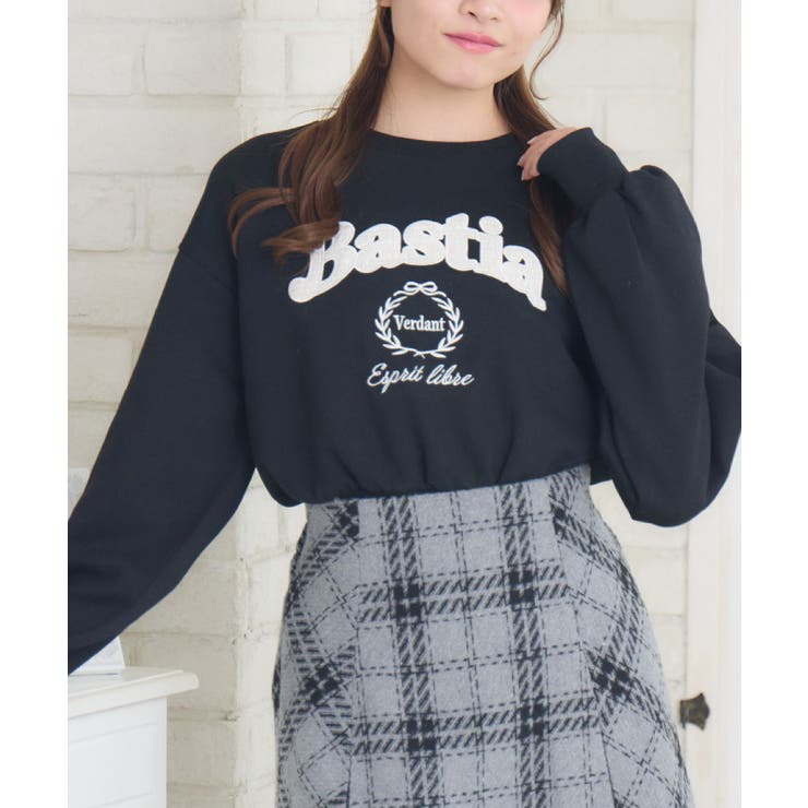 BLK1 | ツイードロゴトレーナー | RETRO GIRL