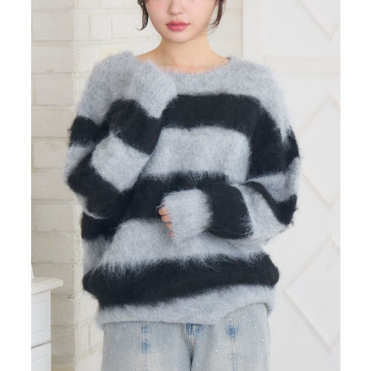 GRY1 | 起毛ボーダーNTPO | RETRO GIRL