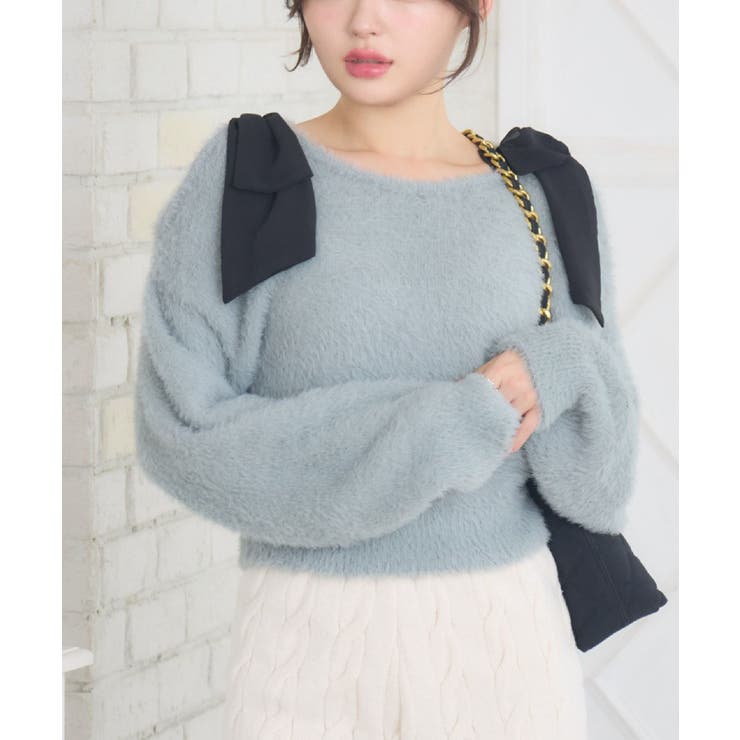 GRY1 | 肩リボンシャギーNTPO | RETRO GIRL