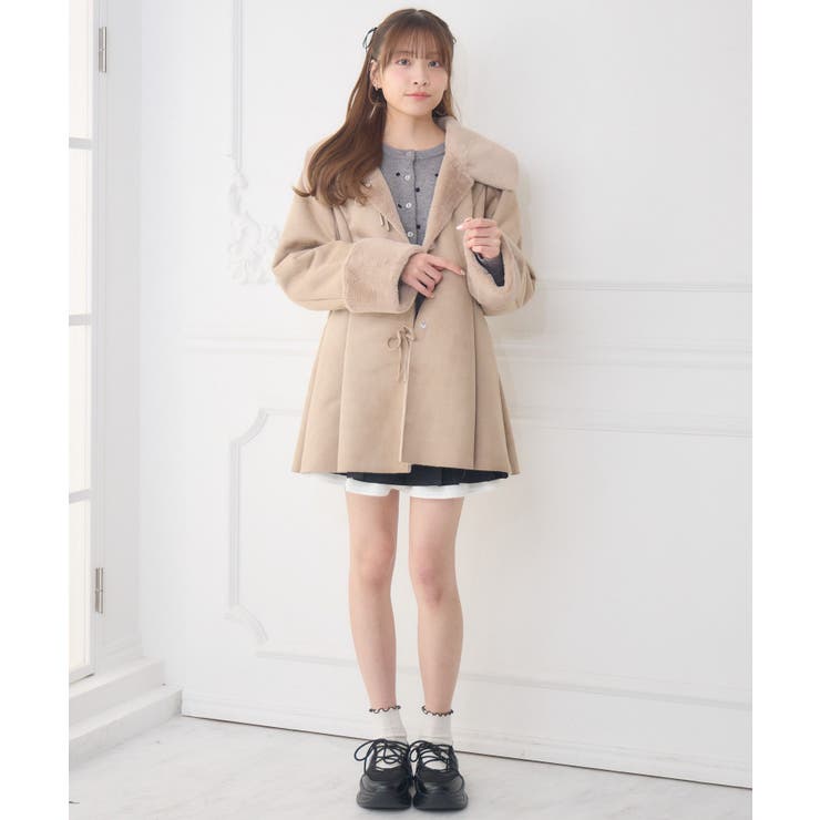 Fファー襟スエードコート | RETRO GIRL | 詳細画像24 