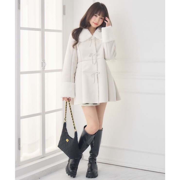 Fファー襟スエードコート | RETRO GIRL | 詳細画像4 